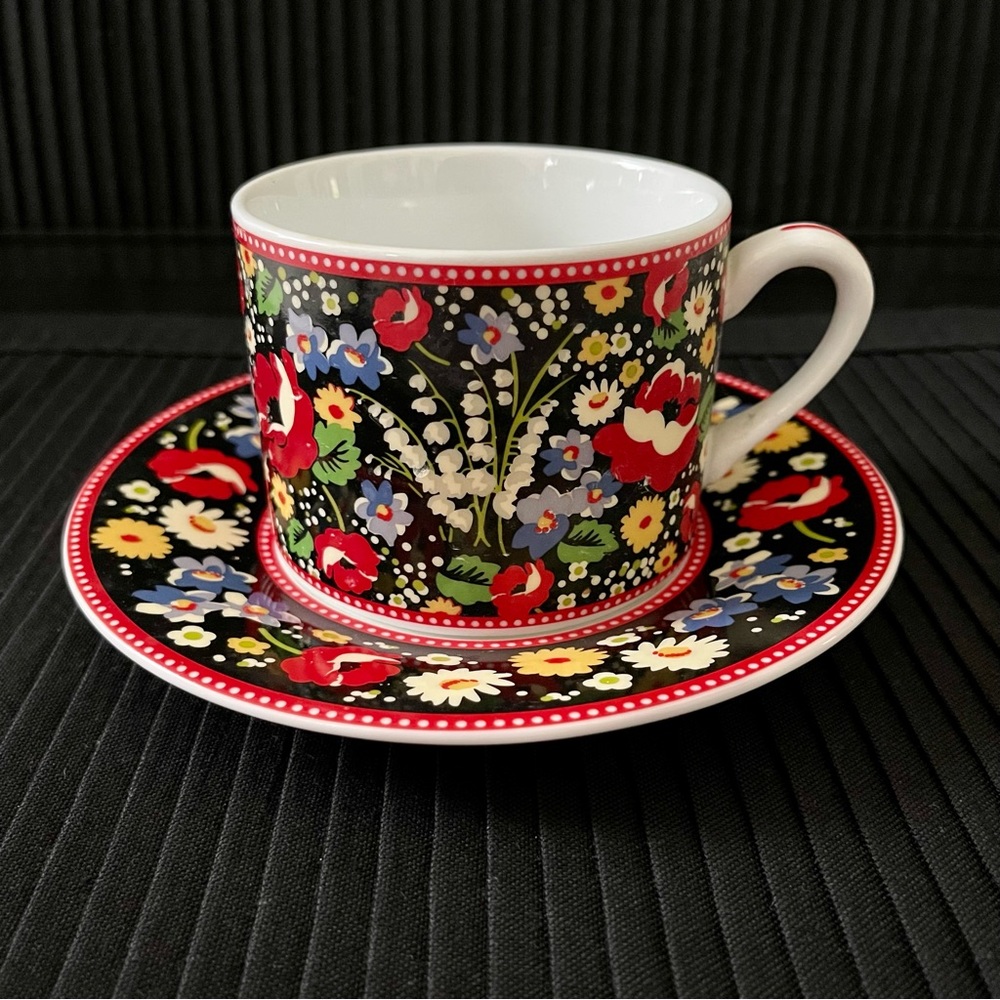 Vera Bradley  “Poppy Fields” Tea Cup & Saucer
